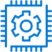 A blue and black picture of an electronic circuit.